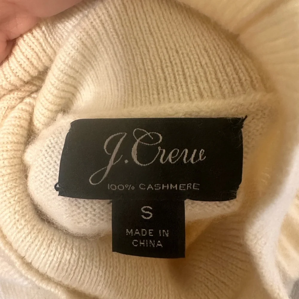 Women's Cream Turtleneck Sweater J. Crew 100% Cashmere Off White Small